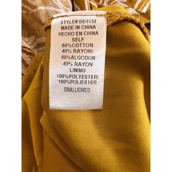 Dress Day Romper S Womens Yellow Leaf Print Short Sleeve Jumper Size Small‎ - Picture 11 of 11